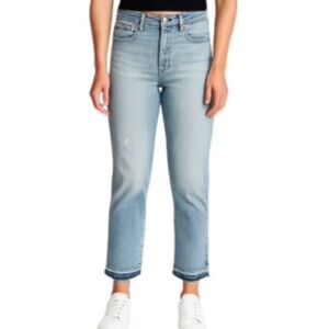 J.Crew Women’s 27P Vintage Crop Jeans Light Wash Distressed Raw Hem EUC